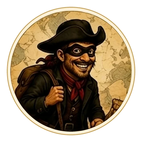 Chasse aux Brigands 2026 Illustration d’un brigand masqué au tricorne devant une carte au trésor