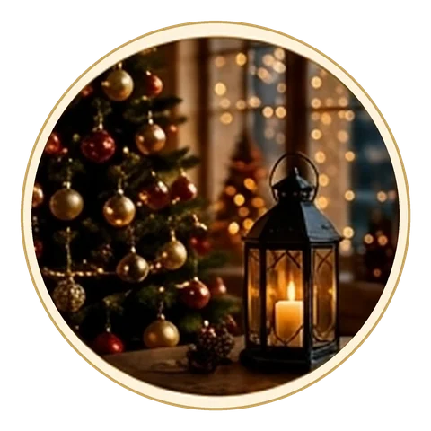 Fééries de Noël 2026 Sapin de Noël décoré et lanterne allumée